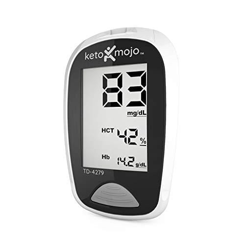 KETO-MOJO Blood Ketone and Glucose Testing Kit, Monitor Your Ketogenic Diet, 1 Meter, 1 Lancing Device, 10 Lancets, 10 Ketone Test Strips, 10 Glucose Test Strips, Carrying Case
