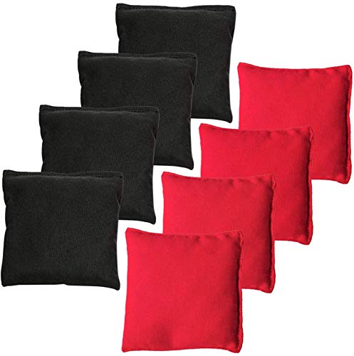 JMEXSUSS Weather Resistant Standard Corn Hole Bags, Set of 8 Regulation Cornhole Bags for Tossing Game (Black/Red)