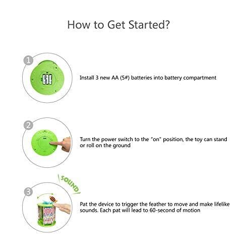 PETGEEK Cat Rolling Toy with Feathers, Automatic Cat Toys Interactive -Cat Toy Feather Teaser & Squeak Mouse Cat Toy Decoration Fish Crinkle Paper Inside, Wonder Pod Diameter 6.7" Height 7"