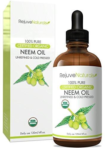 Organic Neem Oil (4oz) USDA Certified Organic Neem Oil, 100% Pure, Cold Pressed. For Hair & Skin - Nail Fungus Treatment, Psoriasis Treatment Oil - Flea & Tick Prevention for Dogs & Cats