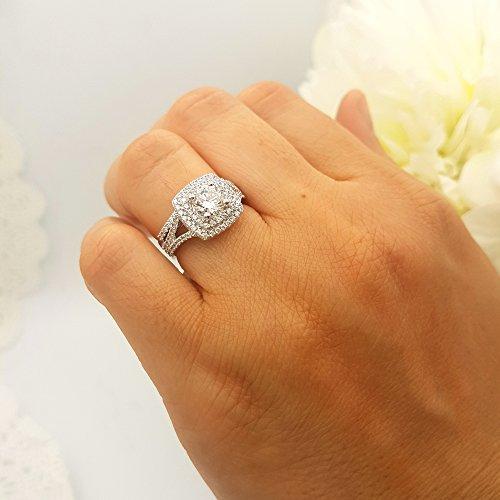 Dazzlingrock Collection 2.70 Carat (ctw) 14K Round Cubic Zirconia Ladies Bridal Engagement Ring Set, White Gold, Size 8.5