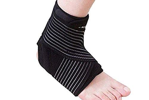 Faswin 2 Pack Nonslip Breathable Ankle Brace with Compression Wrap Support, One Size, Black