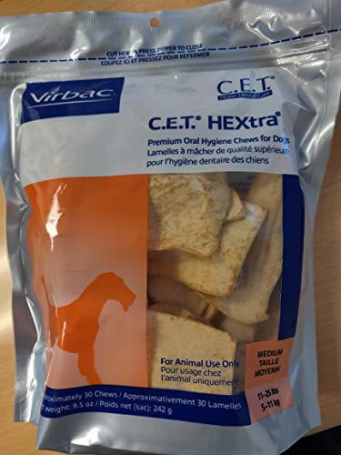 C.E.T. HEXtra Premium Oral Hygiene Chews (with Chlorhexidine) for Medium Dogs (11-25 Pounds) 3 Pack (90 chews)