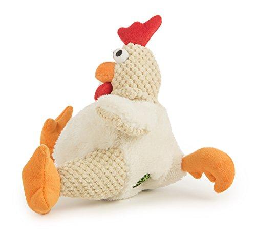 goDog Checkers Fat Rooster With Chew Guard Technology Tough Plush Dog Toy, White, Large
