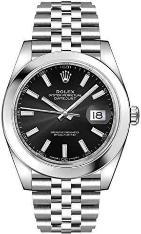 Men's Rolex Datejust 41 Black Dial Jubilee Bracelet Luxury Watch - Ref. 126300