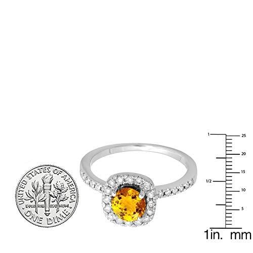 Dazzlingrock Collection 14K 6 MM Round Citrine and White Diamond Bridal Engagement Ring, White Gold, Size 4.5
