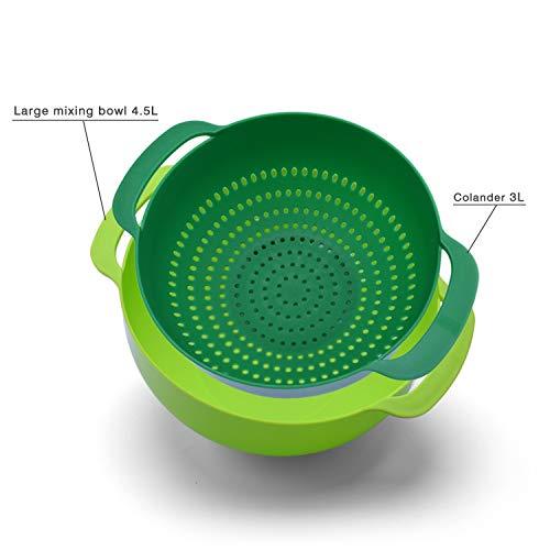 Mixing Bowls Set with 10 Nesting Bowls Stackable Measuring Cups Sieve Strainer Colander for Salad/Cooking/Baking/Food Prep, 11-Piece,Multicolor
