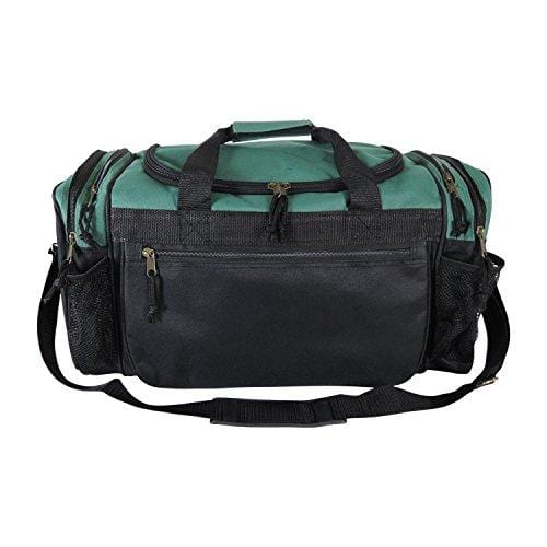 Dalix 20 Inch Sports Duffle Bag with Mesh and Valuables Pockets, Dark Green