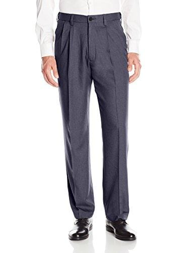Haggar Men's Cool 18 Pro Classic Fit Pleat Front Expandable Waist Pant, Heather Navy, 40Wx32L