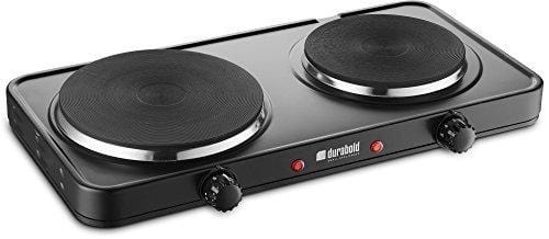 Durabold Kitchen Countertop Cast-Iron Double Burner - Stainless Steel Body - Sealed Burners - Ideal for RV, Small Apartments, Camping, Cookery Demonstrations, or as an Extra Burner (Basic)