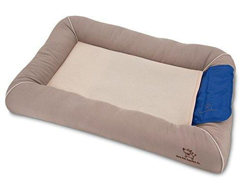 Cooling Pet Bed with Removable Self-cool Gel Mat for Dog / Cat - Taupe, Large (36 x 24 x 5)