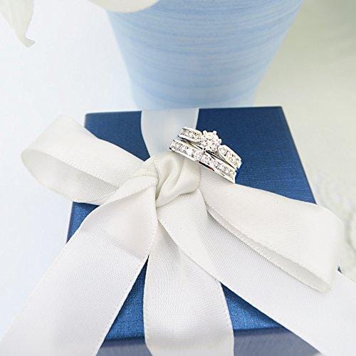 Dazzlingrock Collection 1.00 Carat (ctw) 14K Round Diamond Ladies Bridal Engagement Ring Set 1 CT, White Gold, Size 5