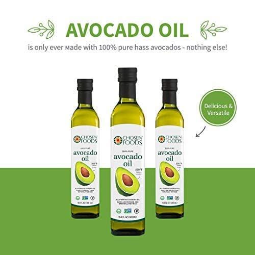 Chosen Foods 100% Pure Avocado Oil 16.9 oz., Non-GMO for High-Heat Cooking, Frying, Baking, Homemade Sauces, Dressings and Marinades