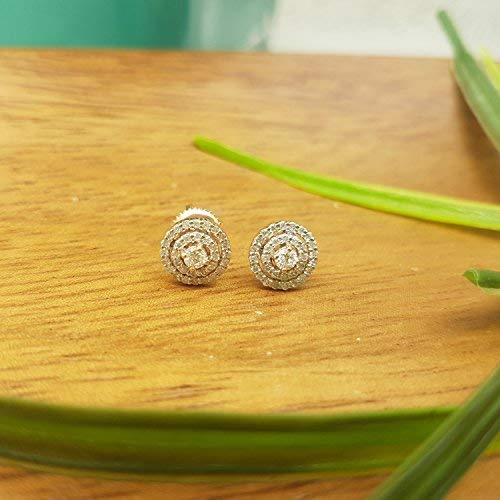 Dazzlingrock Collection 0.41 Carat (ctw) 10K Round White Diamond Ladies Halo Style Stud Earrings, Rose Gold