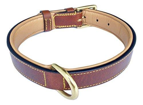 Soft Touch Collars Padded Leather Dog Collar, Brown Medium, Made with Real Genuine Leather, Best for Male or Female Dogs, 20" Inches Long x 1" Inch Wide, Fits Neck Size 14.5" to 17.5"