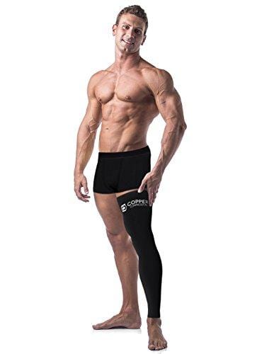 Copper Compression Full Leg Sleeve - Guaranteed Highest Copper Sleeves & Pants. Single Leg Pant/Tights Fit for Men and Women. Copper Knee Brace/Thigh/Calf Support Socks. Basketball, Arthritis (XL)