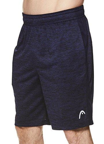 HEAD Men's Polyester Workout Gym & Running Shorts w/Elastic Waistband & Drawstring - Firestarter Navy Heather Blue, Large