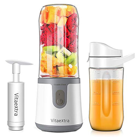 Portable Blender for Smoothies and Shakes, Personal Blender with Rechargeable USB, Mini Blender with 2 Vacuum Juicer Cup & Pump, Fruit Vegetable Blender with Stainless-Steel Blades, BPA Free