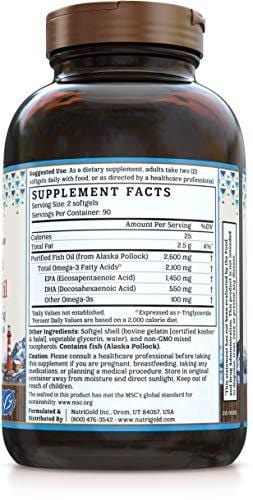 Nutrigold Triple Strength Omega-3 Fish Oil Supplement, 2100 mg, 180 Softgels