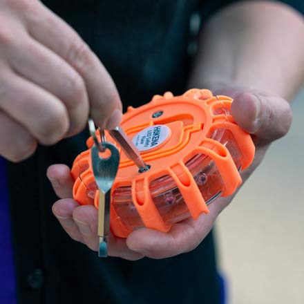 HOKENA LED Road Flares Roadside Emergency Kit - 5 Pack Roadside Safety Discs w/Emergency Blanket, Window Breaker Seatbelt Cutter Tool, Premium Road Flare Storage Bag & More