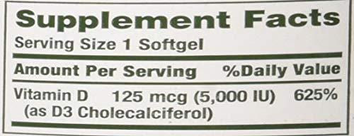 Nature's Bounty Vitamin D3 Pills and Supplement, Supports Bone Health and Immune System, 5000iu, 150 Softgels