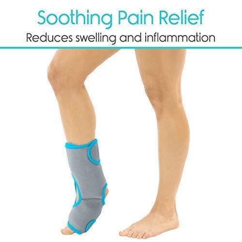 Vive Ankle Ice Pack Wrap - Foot Cold / Hot Compression Brace - Adjustable Freeze Support For Cooling / Heating Achilles Injuries, Tendonitis, Plantar Fasciitis, Sore Feet, Inflammation, Muscle  Sprain