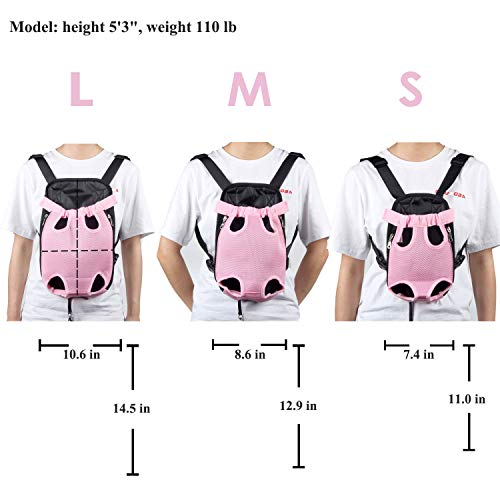 YINGJEE Dog Carrier Pink Legs Out Front Pet Carrier Backpack Comfortable Puppy Bag with Shoulder Strap and Sling for Travel Hiking Camping Outdoor