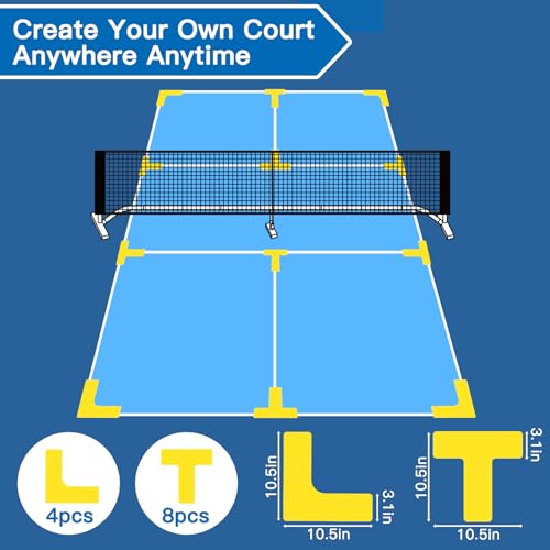 GoPickle Pickleball Net with Court Marking Kit, 22FT Regulation Size Portable Pickle Ball Net System with Carrying Bag, Durable Metal Frame PE Knitted Net for Home Indoor Outdoor Driveway Game