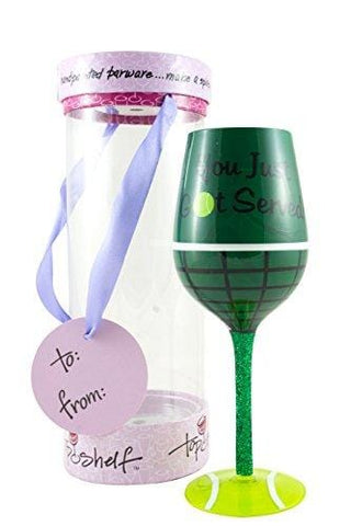 Top Shelf “You Got Served” Tennis Lover Wine Glass – Novelty Gifts for Women