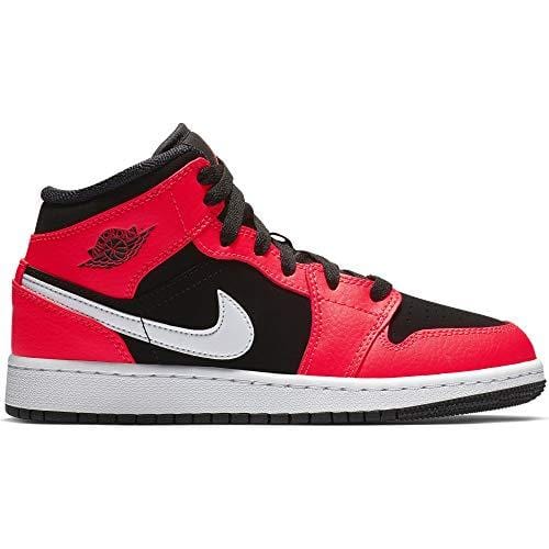 Jordan Boy's Air Jordan 1 Mid (GS) Basketball Shoe, Black/Infrared 23/White, 5.5 M US Big Kid