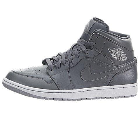 Nike Men's Air Jordan 1 Mid Hi-Top Sneakers, Black, Multicolored (Cool Grey/Cl Gry-White-WLF Gry), 7.5 UK