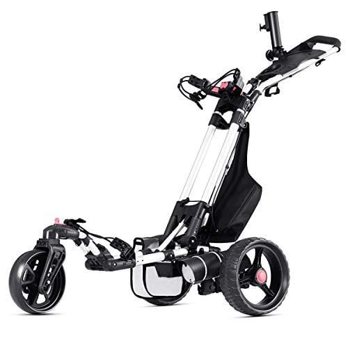 Tangkula Electric Golf Push Cart Manual Control Foldable Umbrella Holder Scorecard Holder Lithium Battery TPR Handle Golf Carts