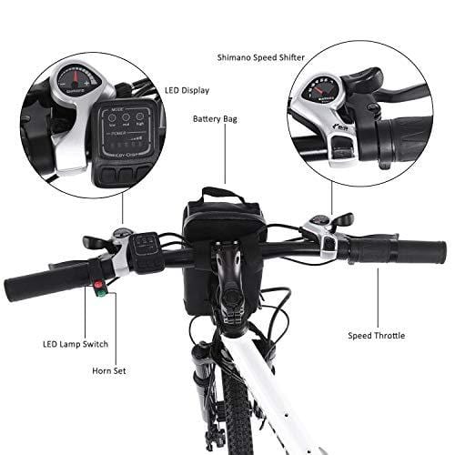 Yiilove Electric Mountain Bike 26'' Wheel Ebike 36V Lithium-Ion Battery, Electric Bicycle 250W Powerful Motor, Shimano 21 Speed (Type2-26-Foldable-Black)