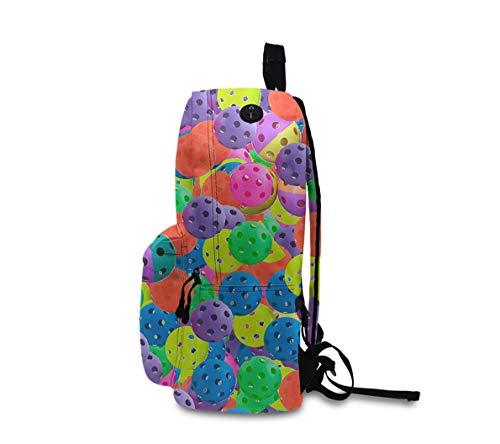 Stylish School Backpack Bookbags College Bags Satchel Travel Bag Daypack (Pickleball Balls Colors Pattern)