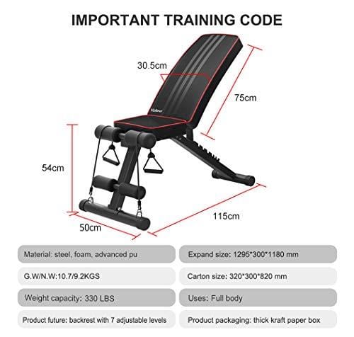 Yoleo Adjustable Weight Bench - Utility Weight Benches for Full Body Workout, Foldable Flat/Incline/Decline FID Bench Press for Home Gym