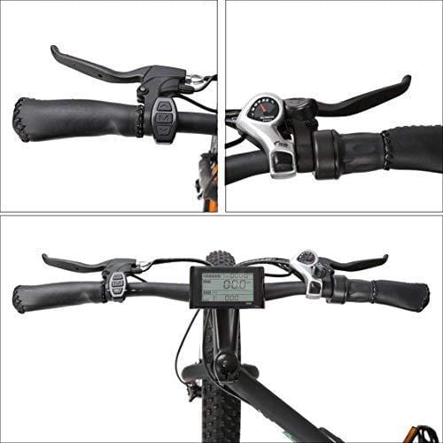ECOTRIC Fat Tire Electric Bike Beach Snow Bicycle 26" 4.0 inch Fat Tire ebike 500W 36V/12AH Electric Mountain Bicycle with Shimano 7 Speeds Lithium Battery Black/Orange/Blue (Orange)