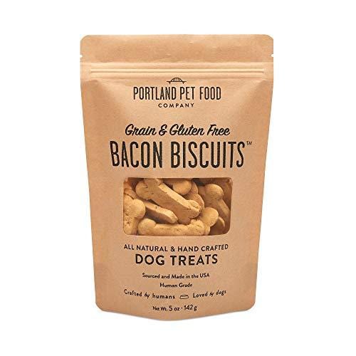 Portland Pet Food Company Grain & Gluten-Free Bacon Biscuit Dog Treats, All Natural, Human-Grade, USA Sourced and Made, 1 Pack (5oz)