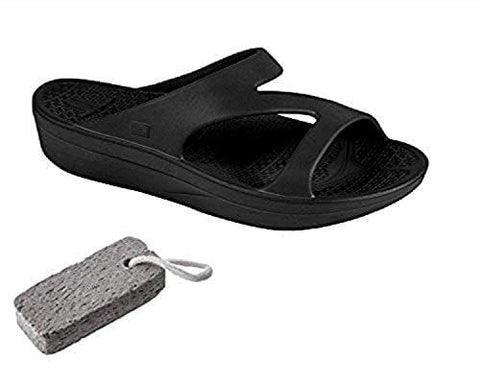 Telic Shoe Arch Support Recovery Z-Strap Sandal +Bonus Pumice $49 Value Midnight Black