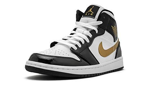 Jordan Air 1 Mid Se (Black/Metallic Gold-White, 9)
