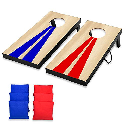 GoSports Portable Junior Size Cornhole Game Set with 6 Bean Bags - Great for All Ages Indoors & Outdoors (Choose Between Classic or Wood Designs)