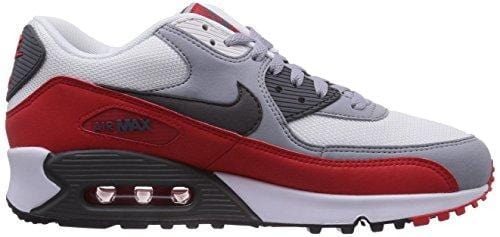 Nike Air Max 90 Essential, Men's Low-Top Trainers, Multicolor (Wolf Grey/Dark Grey/Challenge Red), 9.5 UK (44 1/2 EU)