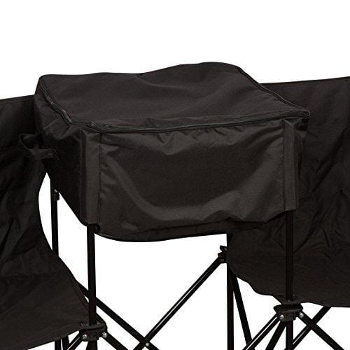 Trademark Innovations 13.5' Portable 8-Seater Folding Team Sports Sideline Bench with Attached Cooler & Full Back (Black)