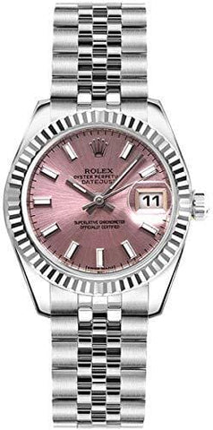 Women's Rolex Lady-Datejust 26 Pink Dial Steel Watch on Jubilee Bracelet (Ref: 179174)