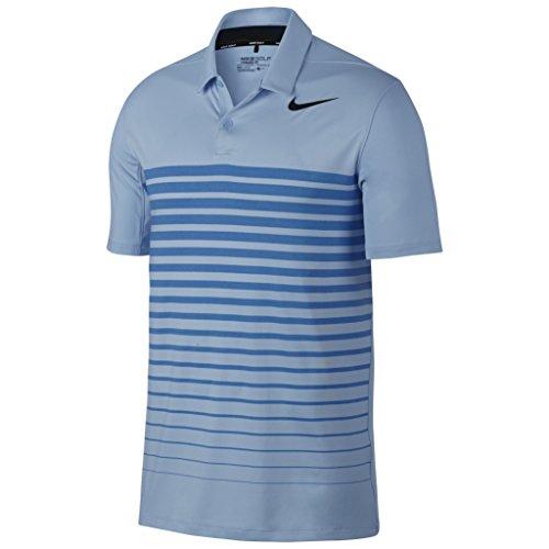 NIKE Dry Fit Heather Stripe Golf Polo 2017 Hydrogen Blue/Blue Jay/Black Large