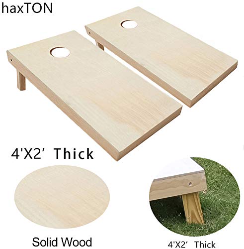 haxTON Cornhole Game Premiun Cornhole Boards Tournament Size Solid Wood 4'x2' / MDF 3'x2' Cornhole Sets Portable Cornhole Game Wood Cornhole Boards Set Include 8 Corn Hole Toss Bags