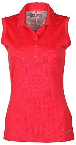 Nike Women's Dri-Fit Textured Sleeveless Golf Polo-Light Fusion Red-XS