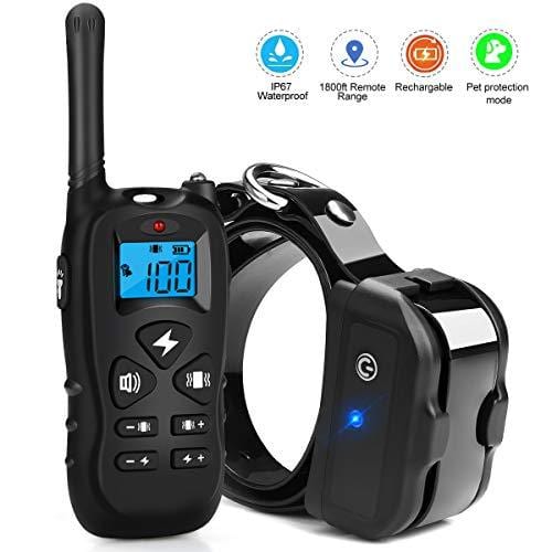 Kungber Dog Training Collar, Rechargeable Dog Shock Collar with Remote,Up to 1800Ft Range,with Beep/Vibration/Electric Shock/Light Modes,100% Waterproof Safe for Small Medium Large Dogs (Black)