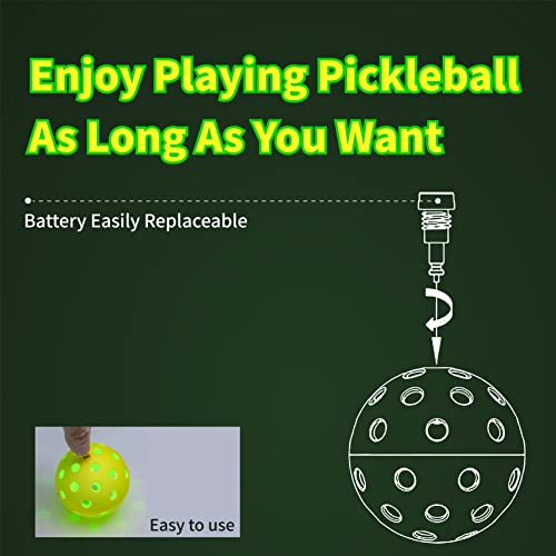 PickleStar LED Light Up Pickleball Balls, USAPA Standard Outdoor 40 Holes Yellow PickleBalls with Green Light 4 Pack LED Light Up Pickle Balls