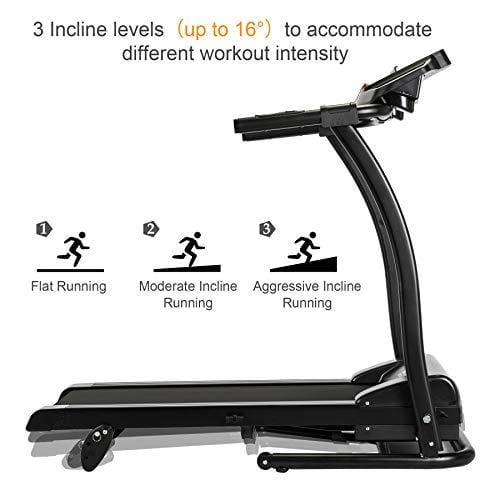 ZELUS Folding Treadmill Electric Motorized Running Machine with Downloadable Sports App Control Walking & Running OR Treadmill Mat, Cup Holder, MP3 Player & Wheels Easy (Upgraded Treadmill with Mat)