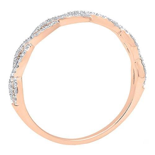 Dazzlingrock Collection 0.20 Carat (ctw) 10K Round Diamond Ladies Swirl Anniversary Wedding Band Stackable Ring 1/5 CT, Rose Gold, Size 6.5